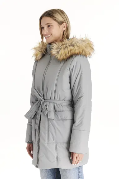 Rachel - 3 in 1 Maternity Coat With Belt - Modern Eternity Maternity