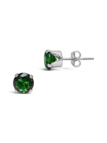 Sterling Forever - Boucles d'oreilles en argent sterling avec oxyde de zirconium arc-en-ciel de 7 mm