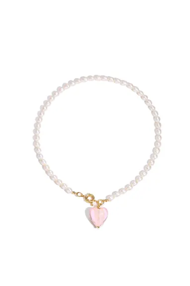 Classicharms-Esmée Glaze Heart Pendant Pearl Necklace