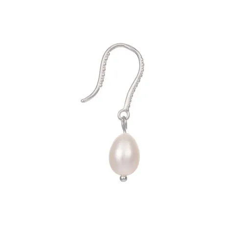 Genevive Sterling Silver White Gold Plated with Colored Pearl Drop Earrings