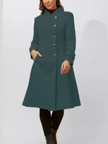 Annick - Harper Retro Flared Coat Side Buttons