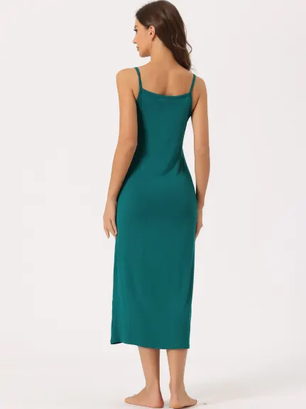 cheibear - Cami Tank Sleeveless Midi Sleepdress