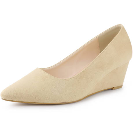 Allegra K - Pointy Toe Slip-on Wedge Heel Pump