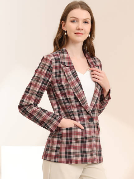 Allegra K- Notched Lapel Hip Length Blazer Suit