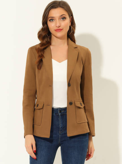 Allegra K- Faux Suede Belted Single Breasted Blazer Jacket Coat