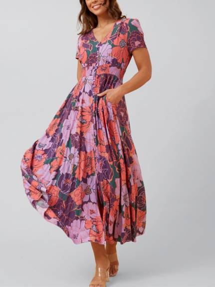 Annick - Christina Robe Maxi Évasée Imprimé Floral