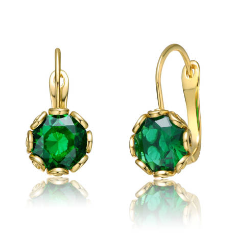 Rachel Glauber Solitaire Drop Earrings with Colored Cubic Zirconia