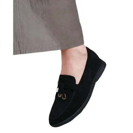 Where's That From - Womens/Ladies Pegasus Charm Faux Suede Slip-on Wide Loafers