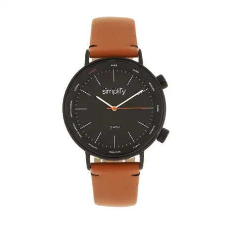 Simplify - La montre à bracelet en cuir 3300 - Marron foncé/Gris