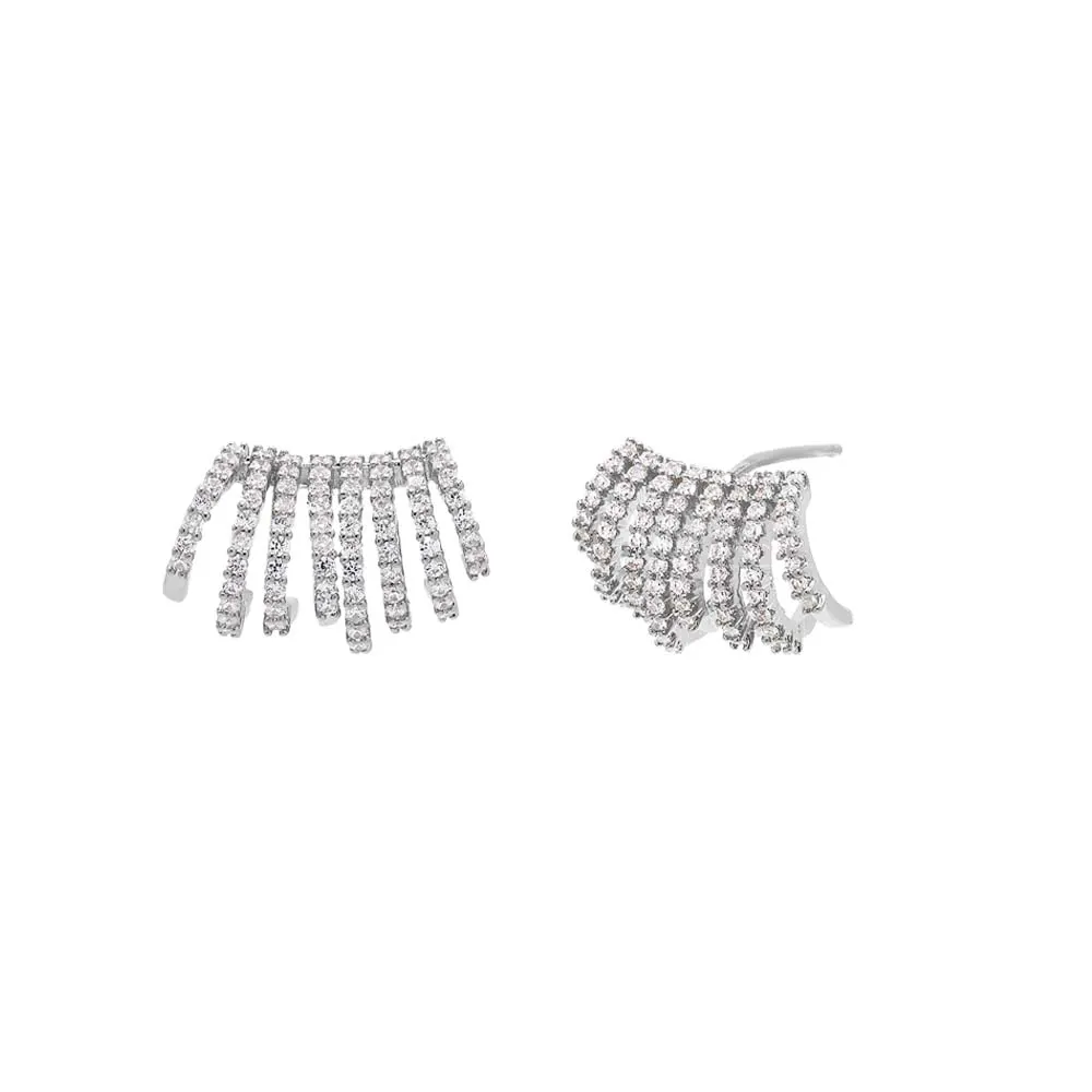 Pave Multi Row Stud Earring