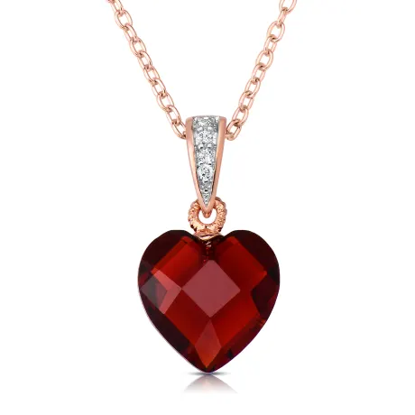 Geneviève Collier en forme de coeur en argent sterling avec oxyde de zirconium rouge