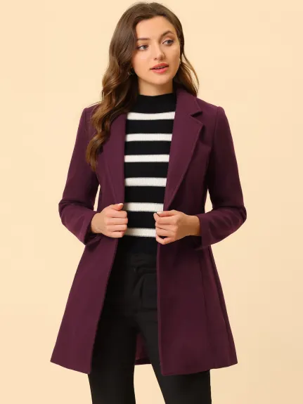 Allegra K- Classic Notched Lapel Long Overcoat