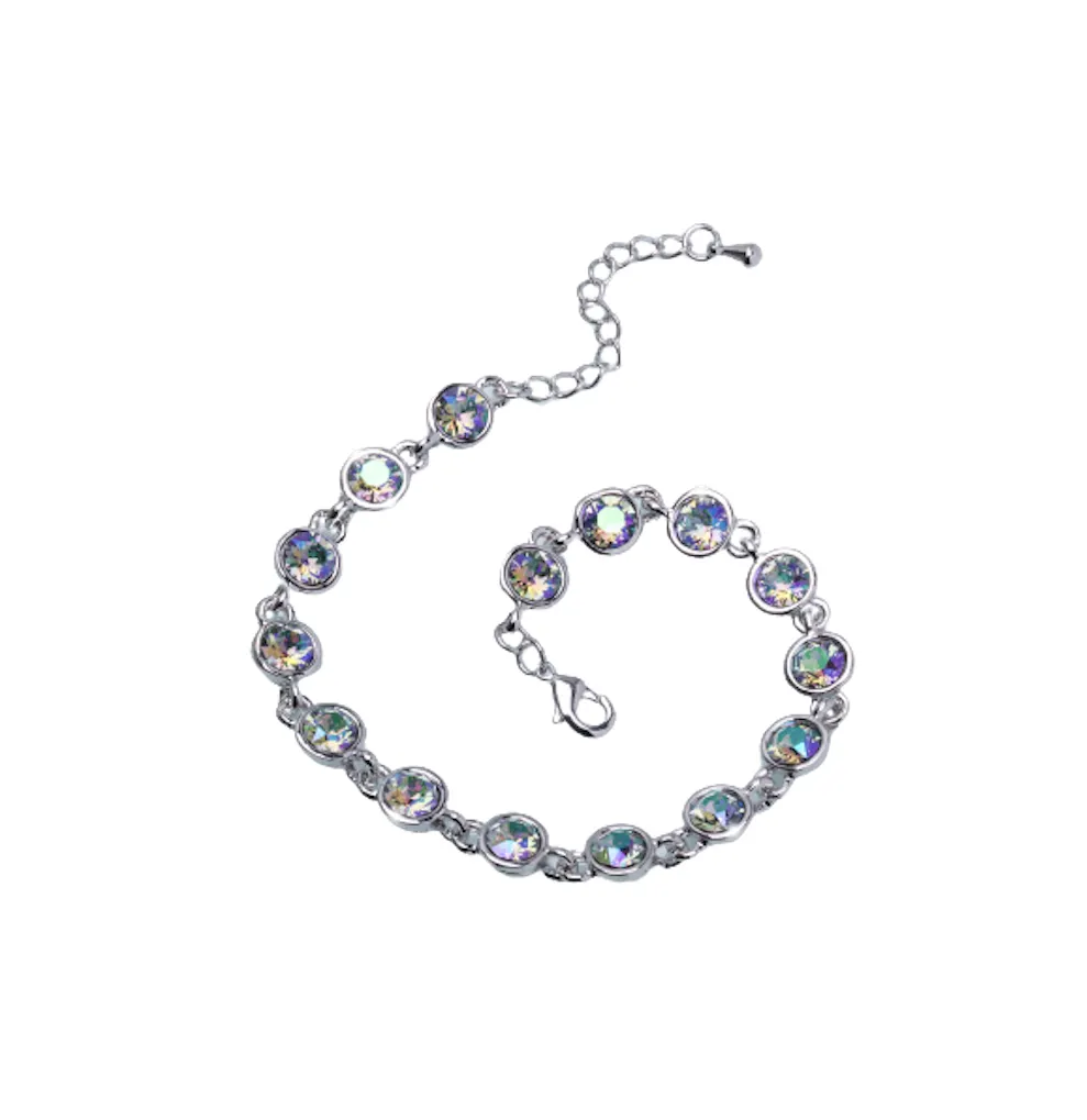 Rhodium Plated Crystal Tennis Bracelet in Paradise Shine - callura