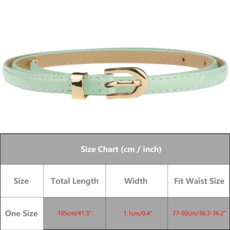 Allegra K- Skinny PU Leather Belt with Gold Metal Buckle