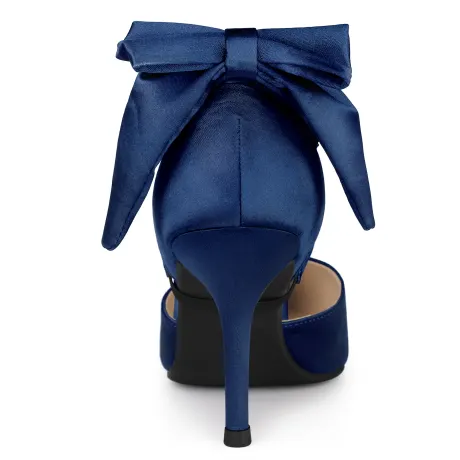 Allegra K - Pointed Toe Bow Decor Stiletto Heel Pump