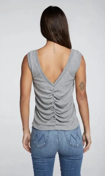 Chaser - Triblend Rib Shirred Back V Muscle Tank