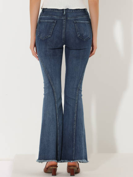 Allegra K - High Waist Stretch Classic Bell Jeans