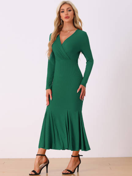 Allegra K - Bodycon Maxi Fishtail Knit Dress