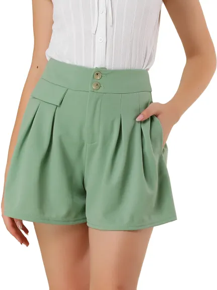 Allegra K - Short trapèze taille haute boutonné à jambe large