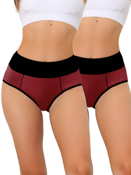 Allegra K- High Waist Color-Block Brief Pack, Combo 1