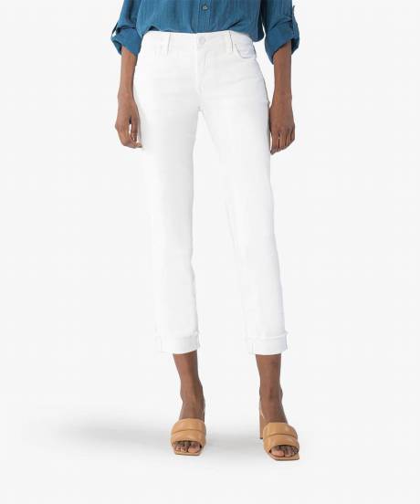 KUT FROM THE KLOTH Amy Crop Straight Leg Roll Up Jeans