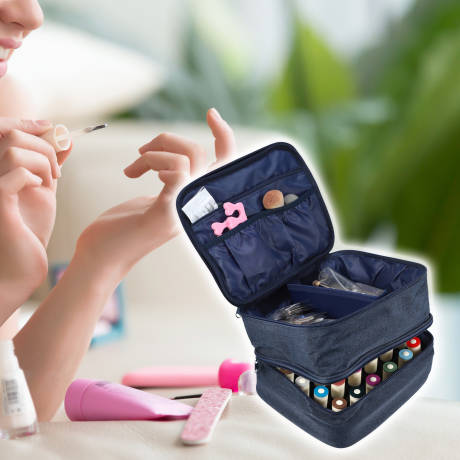 Unique Bargains- Nail Polish Double Layer Makeup Organizer Travel Case