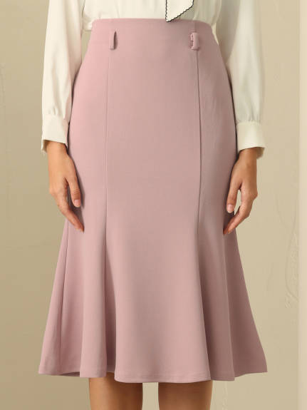 Hobemty - High Waist Belted Midi Fishtail Skirt