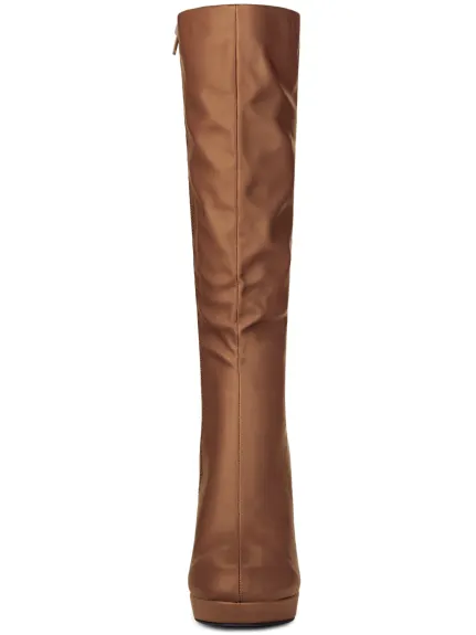 Allegra K - Faux Leather Platform Over the Knee High Boot