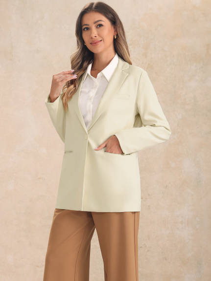 Allegra K- Open Front Long Sleeve Suit Blazer