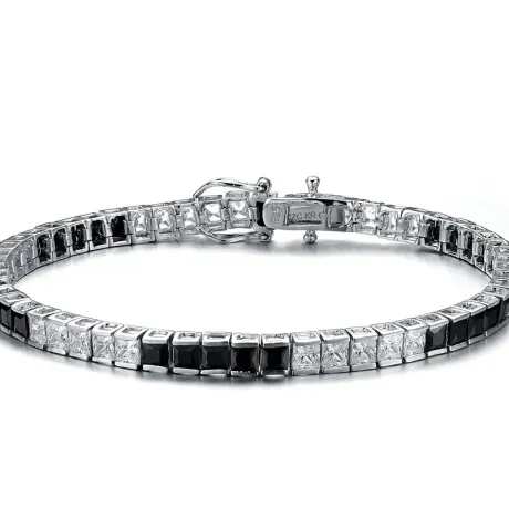 Genevive Sterling Silver with Colored Cubic Zirconia 5x5 Accent Bracelet