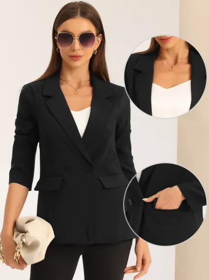 Allegra K - Double Breasted Classic Office Blazer