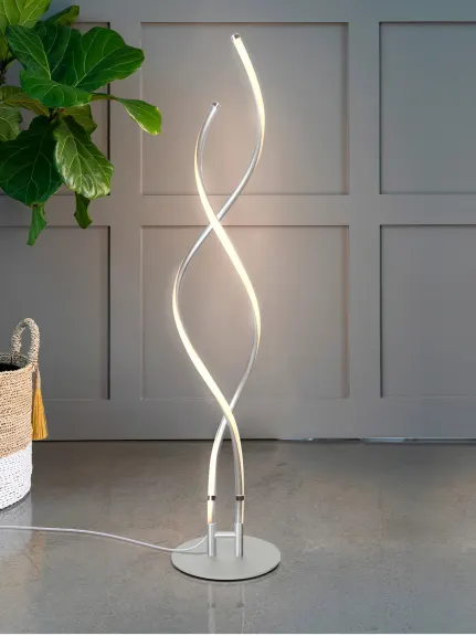 Embrace Led Spiral 2-in-1 Floor And End Table Lamp Combo With Adjustable Height