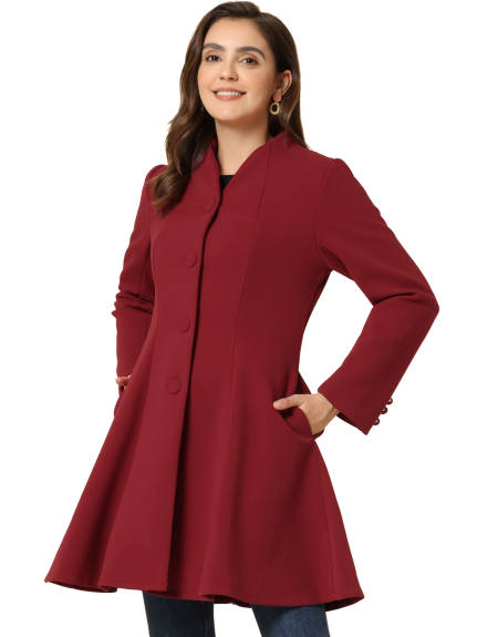 Allegra K- Single Breasted A-Line Swing Coat