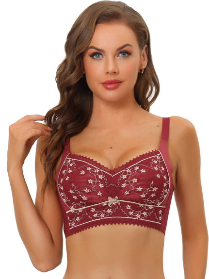 Allegra K- Wirefree U Back Lace Padded Minimizer Bras