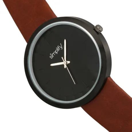 Simplify - The 6000 Strap Watch - Black/Light Brown