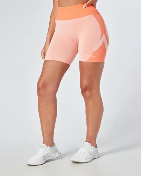 Twill Active - Short de cyclisme recyclé Body Fit Colour Block - Corail