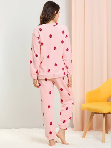 Allegra K- Flannel Pajama Set Long Sleeve Loungewear