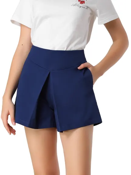 Allegra K - Short trapèze taille haute décontracté uni pour l'été