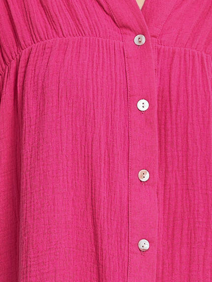 Allegra K - Button Up Textured Ruffle Sleeve Blouse