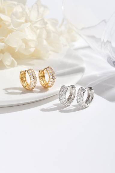 Classicharms-Boucles d'oreilles Huggie à pavé