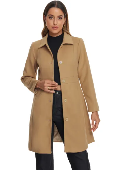 Allegra K- Manteau d'hiver élégant à boutons