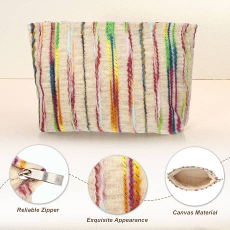 Unique Bargains- Stripes Pattern Travel Makeup Bag