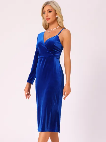 INSPIRE CHIC - V Neck Velvet Party Wrap Dress