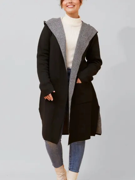 Annick - Nora Hooded Open Front Knit Cardigan