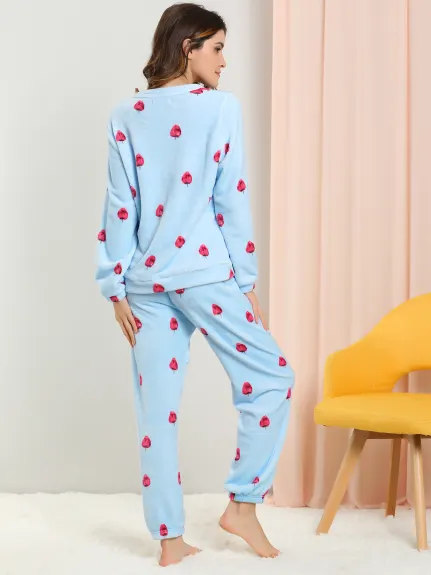 Allegra K- Flannel Pajama Set Long Sleeve Loungewear