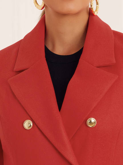 Allegra K - Classic Notch Lapel Double Breasted Coat