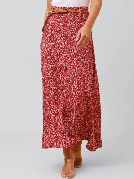 Annick - Cassie Long Skirt Ditsy Print Belt Included