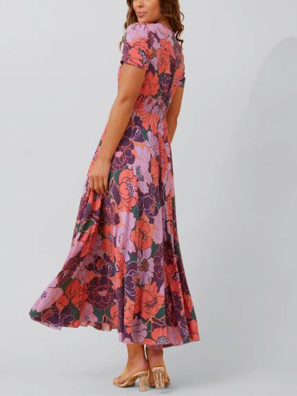 Annick - Christina Robe Maxi Évasée Imprimé Floral