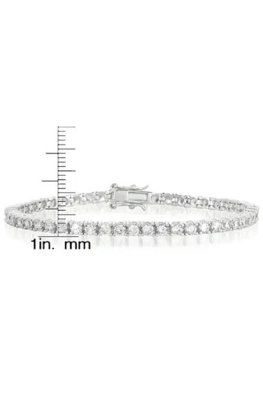 Genevive Sterling Silver with 3mm Coloured Cubic Zirconia Tennis Bracelet