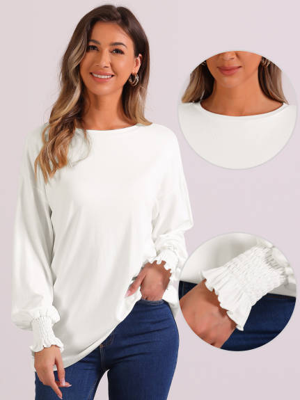 Allegra K - Long Sleeve Plain Casual Loose Tops